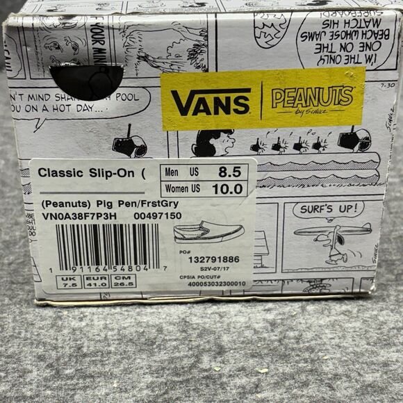 VANS PEANUTS PIG PEN BLACK SLIP ON SNEAKERS Men’s 8.5 Womens 10 Rare black 2017 - Picture 10 of 11